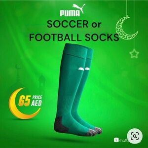 NEW PUMA Liga Core Football Soccer Sock - Pepper Green white sz 7-9 team 703438